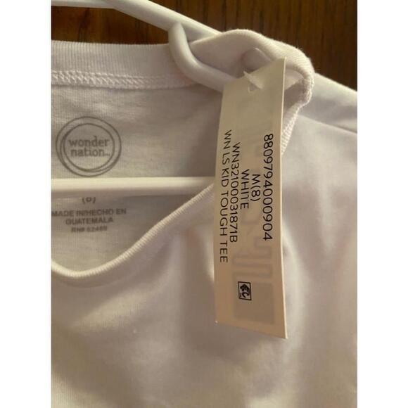 8 Medium Girl’s Wonder Nation White Long Sleeve T-Shirt - Picture 4 of 5